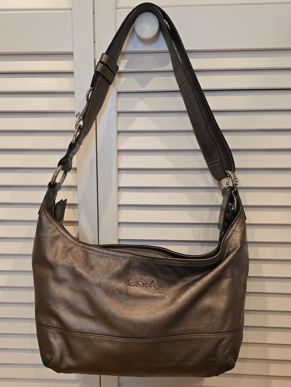 Coach Leather Hobo Metallic Silver With Unbranded Dustbag - Picture 2 of 13